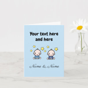 Carte Félicitations pour des jumeaux garçons avec noms, 