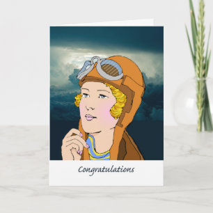 Carte Félicitations Pour Gagner Vos Ailes, Pilote Femme