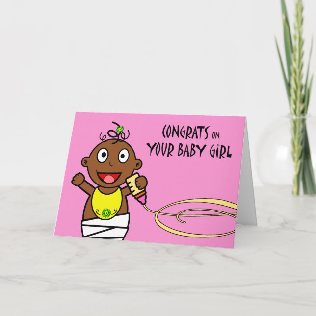 Carte Félicitations pour la naissance de la fille, bébé  (Devant)