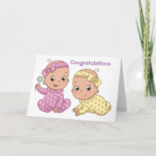 CARTE "FÉLICITATIONS POUR LA NAISSANCE DE VOS JUMELLES"