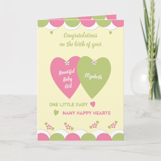 Carte Félicitations pour la naissance de votre petite fi (Devant)