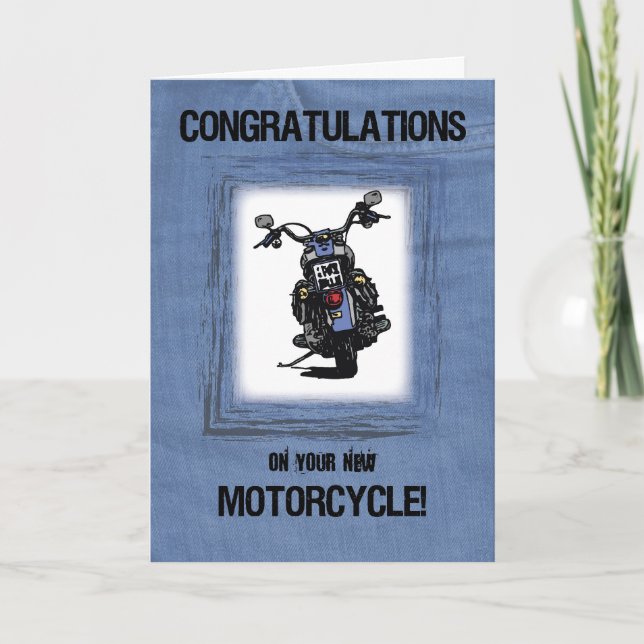 Carte Félicitations pour la nouvelle moto sur Jeans Look (Devant)