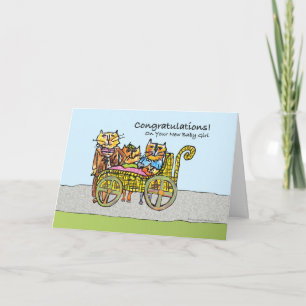 Carte Félicitations pour la nouvelle petite fille, famil