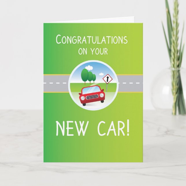 Carte Félicitations pour la nouvelle voiture, Car on Roa (Devant)