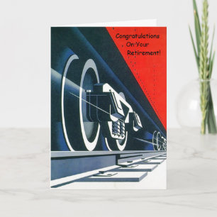 Carte Félicitations pour la retraite de train Visual Dec