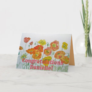 Carte Félicitations pour l'aquarelle des pavots or