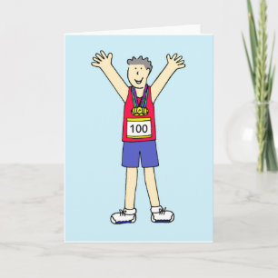 Carte Félicitations pour le 100e Marathon, pour Lui.