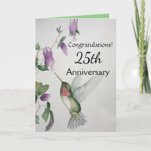Carte Félicitations pour le 25e anniversaire Hummingbird