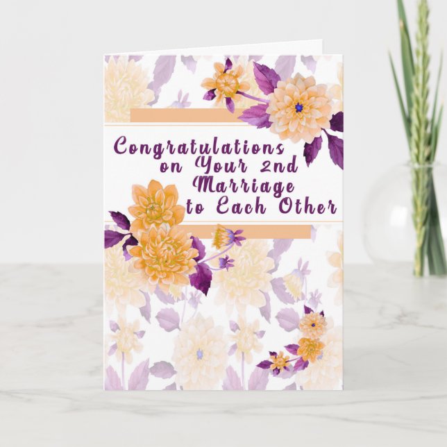 Carte Félicitations pour le 2ème Mariage l'un à l'autre (Devant)
