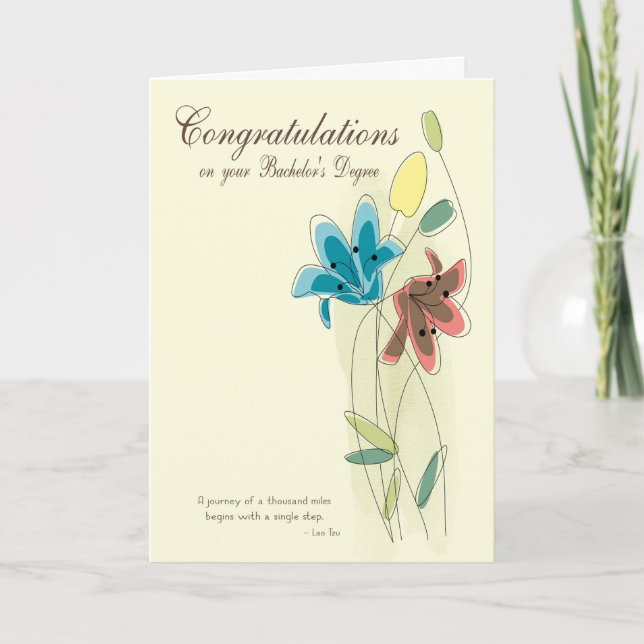 Carte Félicitations pour le baccalauréat avec fleurs (Devant)