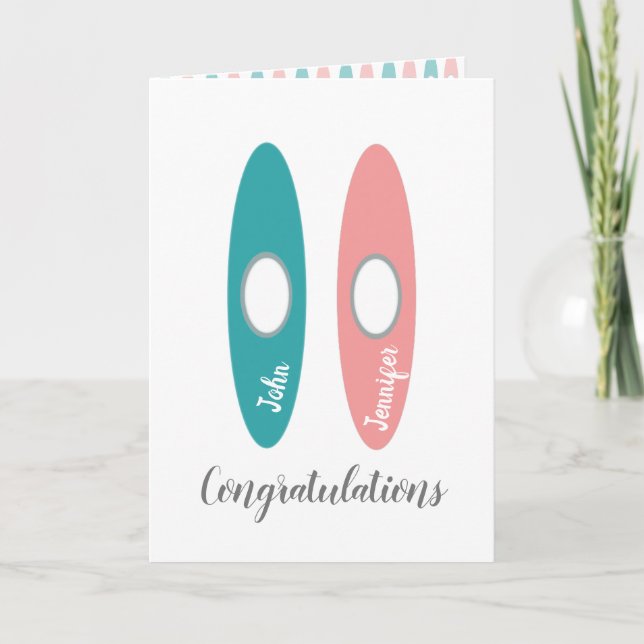 Carte Félicitations pour le couple de canots mariage/ an (Devant)