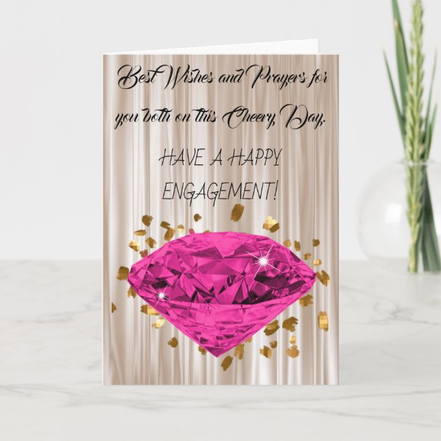 Carte Félicitations pour le diamant rose Fiançailles et  (Devant)