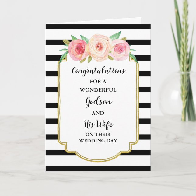 Carte Félicitations pour le jour de mariage de Godson et (Devant)