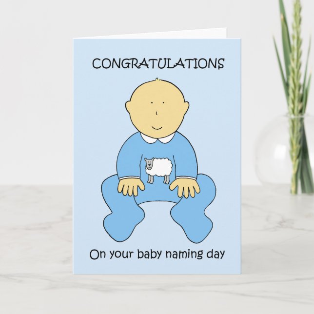 Carte Félicitations pour le Jour du Nom du Garçon Bébé. (Devant)