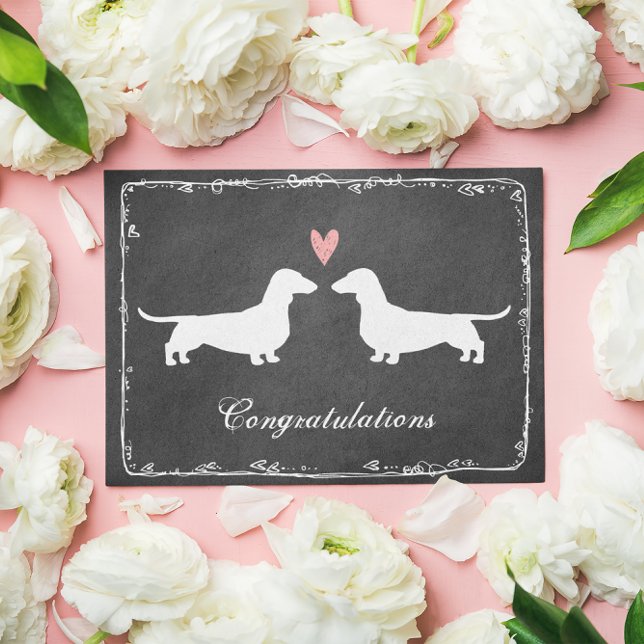 Carte Félicitations pour le mariage de Dachshunds Wiener (Créateur téléchargé)
