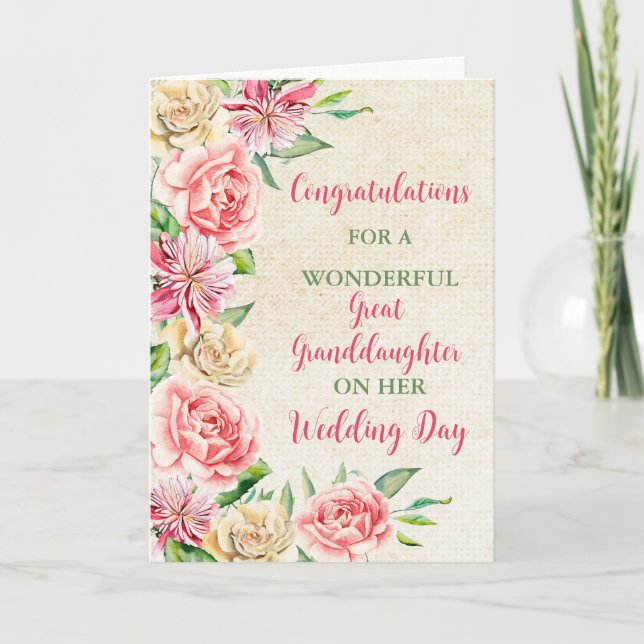 Carte Félicitations pour le mariage de la grande petite- (Devant)