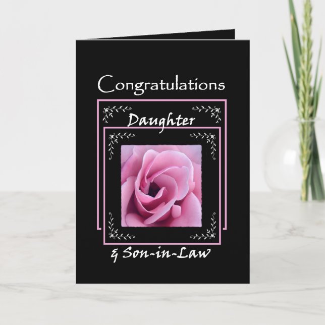 Carte Félicitations pour le mariage de MA FILLE - Rose r (Devant)