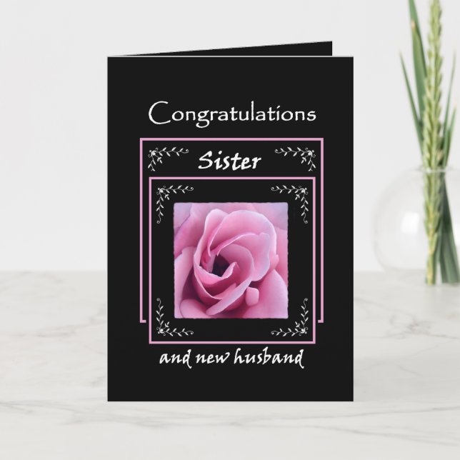 Carte Félicitations pour le mariage de SŒUR - Rose rose (Devant)