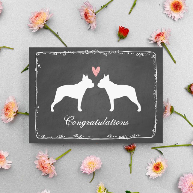 Carte Félicitations pour le mariage des Boston Terriers (Créateur téléchargé)