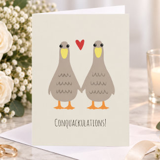 Carte Félicitations pour le Mariage des Canards Amoureux