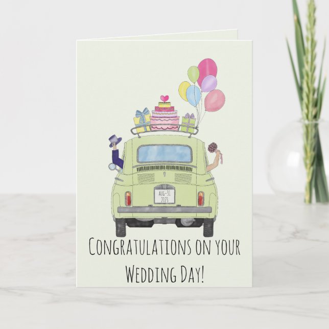 Carte Félicitations pour le mariage Fiat 500 (Devant)