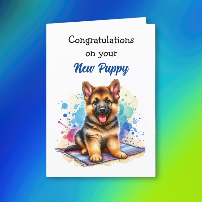 Carte Félicitations pour le nouveau chiot ! Berger Allem (Créateur téléchargé)