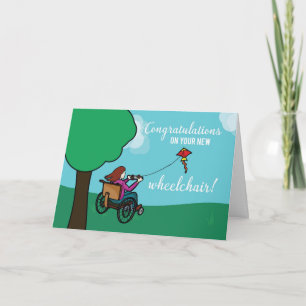 Carte Félicitations pour le nouveau fauteuil roulant, Fi