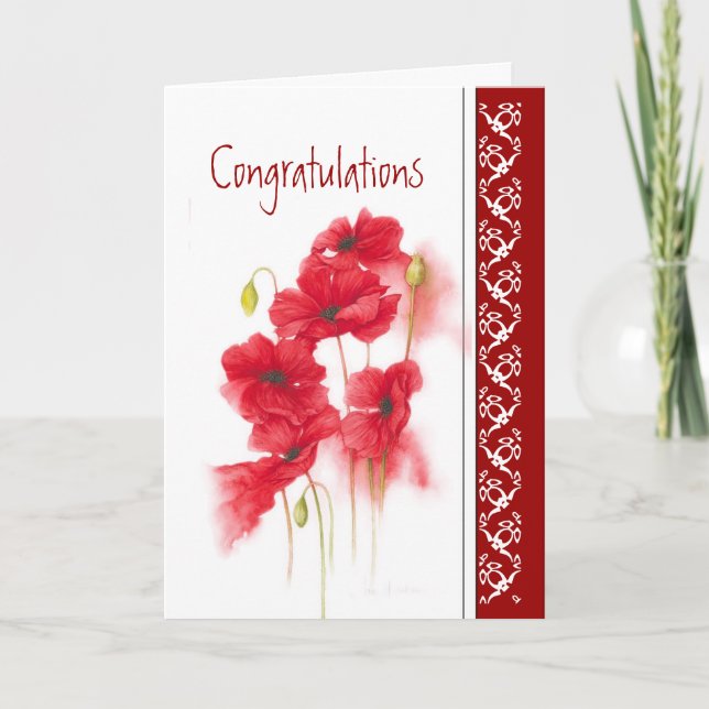 Carte Félicitations pour le nouvel emploi Red Poppies Ga (Devant)