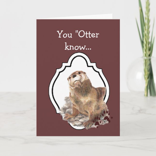 Carte Félicitations pour le Otter Aquarelle Cute (Devant)