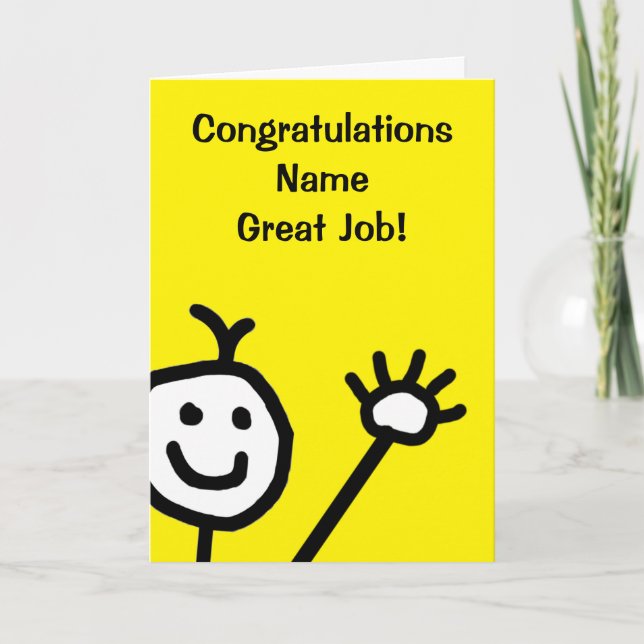 Carte Félicitations pour le petit visage jaune souriant  (Devant)