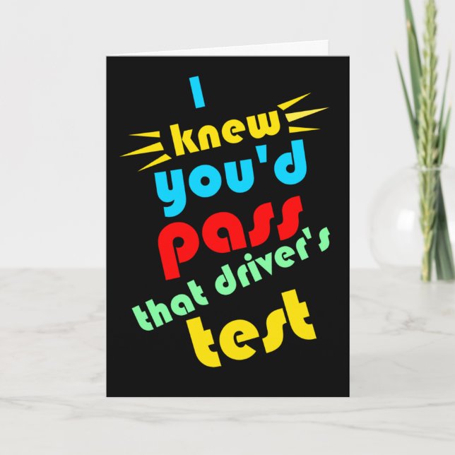 Carte félicitations pour le test de conduite amusante (Devant)