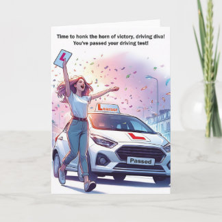 Carte Félicitations pour le test de conduite (Femme)