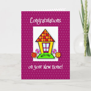 Carte Félicitations pour New Home, Purple, House