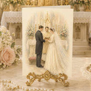 Carte Félicitations pour un mariage catholique tradition