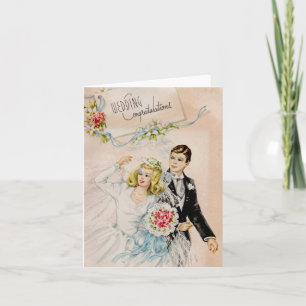 Carte Félicitations pour un mariage vintage