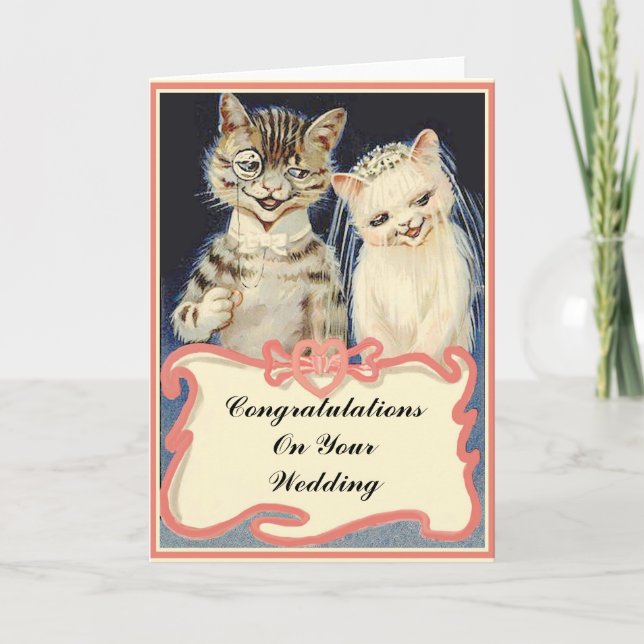 Carte Félicitations Pour Vos Chats Vintages Mariages (Devant)