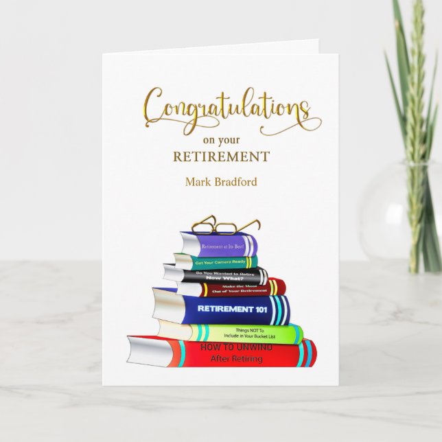 Carte Félicitations pour vos livres empilés de retraite  (Devant)