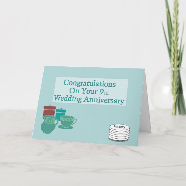 Carte Félicitations Pour Votre 9Ème. Anniversaire mariag (Devant)
