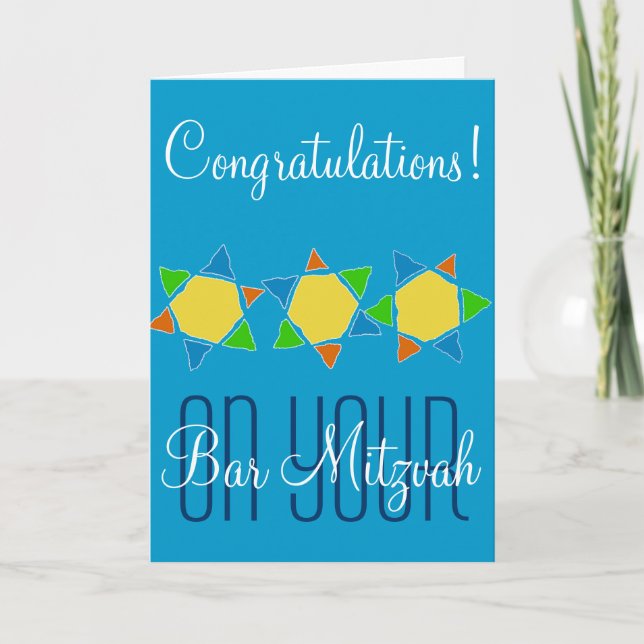 Carte Félicitations pour votre Bar Mitzvah (Devant)
