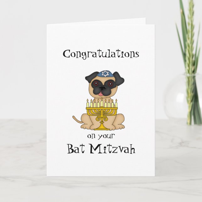 Carte Félicitations pour votre chien Bat mitzvah-Carlin (Devant)