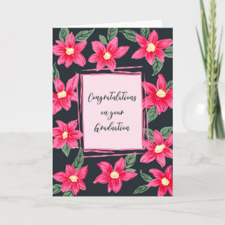 Carte Félicitations pour votre diplôme Fleurs brillantes