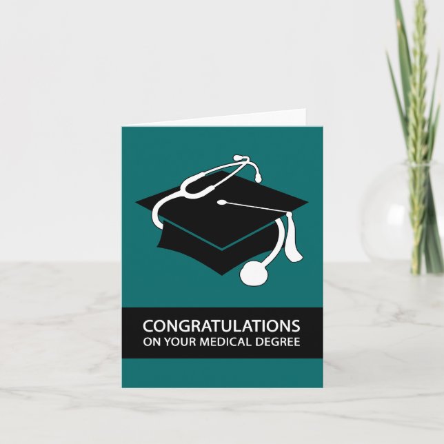Carte félicitations pour votre diplôme médical : turquoi (Devant)