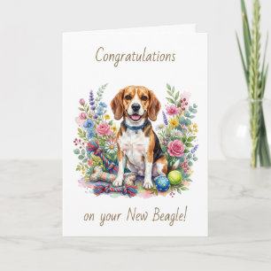 Carte Félicitations pour votre nouveau Beagle