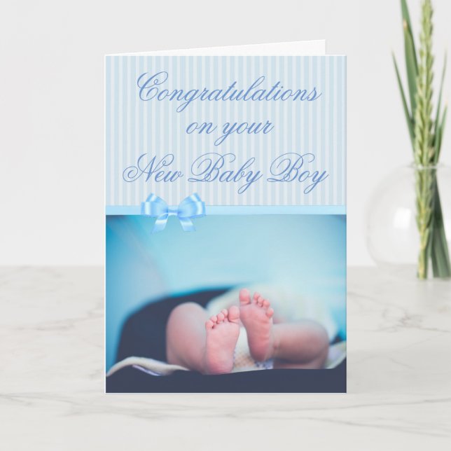 Carte Félicitations pour votre nouveau bébé garçon (Devant)