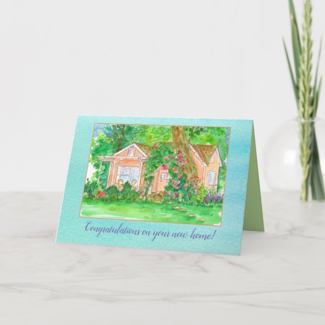Carte Félicitations pour votre nouvelle aquarelle domest (Devant)