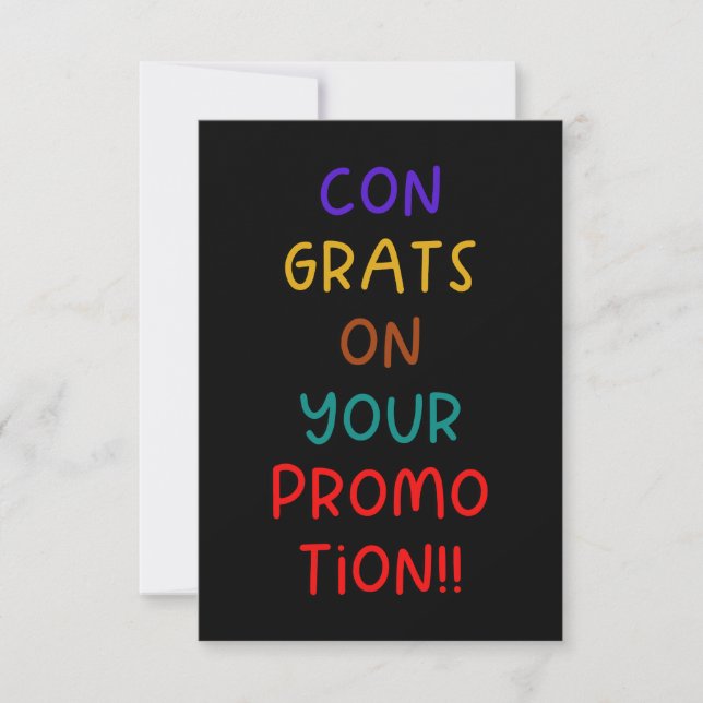 Carte Félicitations pour votre promotion Police colorée (Devant)