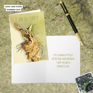 Carte Félicitations Retardée Chat Tigré Aquarelle