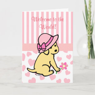 Carte Félicitations roses jaunes de bébé de Labrador
