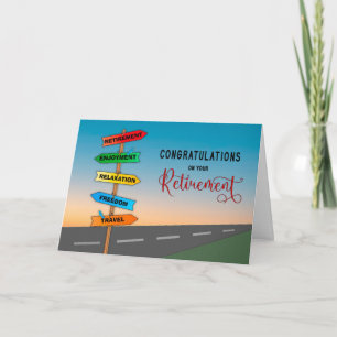 Carte Félicitations Route de retraite Signes directionne
