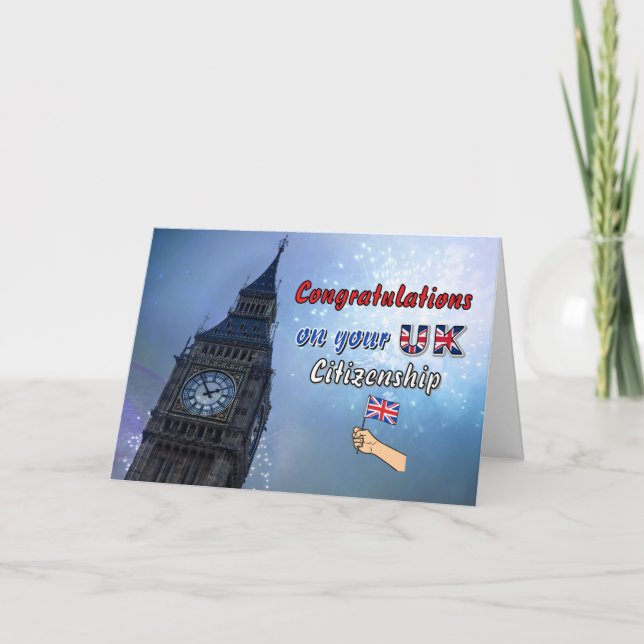 Carte Félicitations Royaume-Uni Citoyenneté Big Ben Fire (Devant)